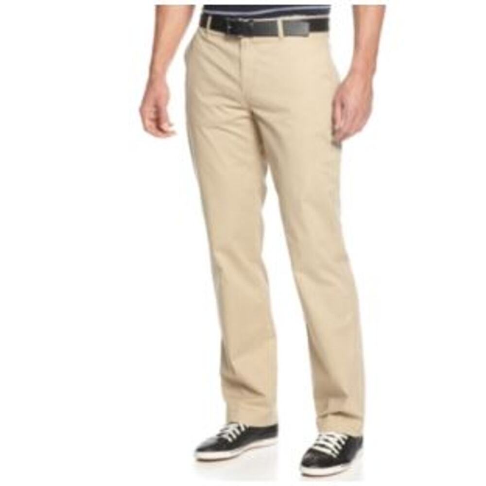 Men's Lacoste XL fit khaki chino twill casual cotton dress pants 42 X 35 New